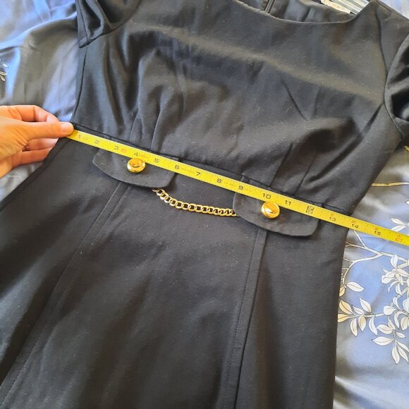 Trina Turk Vintage Gold Waist-Chain Sheath Dress Style# 2116232 - Black, Size S - Picture 14 of 16